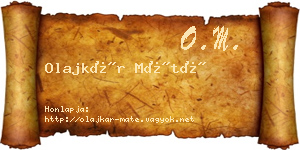 Olajkár Máté névjegykártya